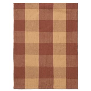 Ferm Living Hale Yarn-dyed Theedoek Peach/Spice Red