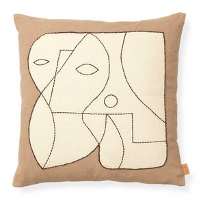 Ferm Living Figure Kussen 50x50 Dark Taupe/off-white