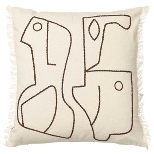Ferm Living Figure Kussen 50x50 Off-white/coffee