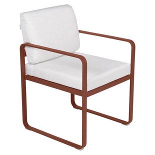 Fermob Bellevie Dining Armchair Tuinstoel Kussen Wit Red Ochre
