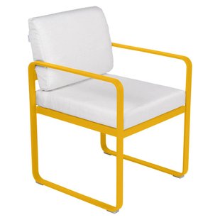 Fermob Bellevie Dining Armchair Tuinstoel Kussen Wit Honey