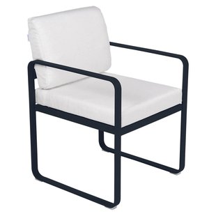 Fermob Bellevie Dining Armchair Tuinstoel Kussen Wit Deep Blue