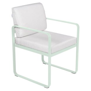 Fermob Bellevie Dining Armchair Tuinstoel Kussen Wit Ice Mint