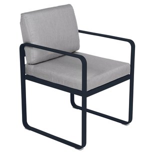 Fermob Bellevie Dining Armchair Tuinstoel Kussen Flannelgrijs Deep Blue