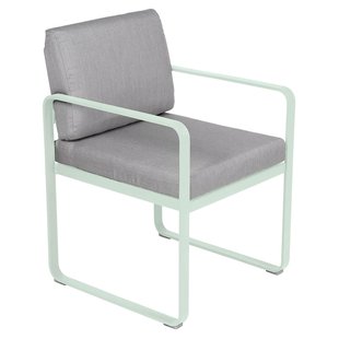 Fermob Bellevie Dining Armchair Tuinstoel Kussen Flannelgrijs Ice Mint
