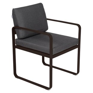 Fermob Bellevie Dining Armchair Tuinstoel Kussen Antraciet Russet