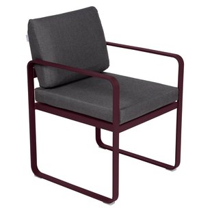 Fermob Bellevie Dining Armchair Tuinstoel Kussen Antraciet Black Cherry