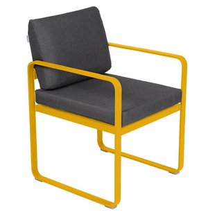Fermob Bellevie Dining Armchair Tuinstoel Kussen Antraciet Honey