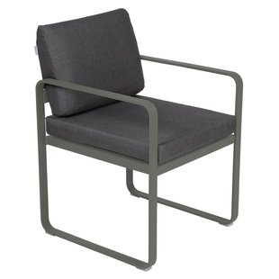 Fermob Bellevie Dining Armchair Tuinstoel Kussen Antraciet Rosemary