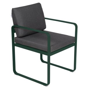 Fermob Bellevie Dining Armchair Tuinstoel Kussen Antraciet Cedar Green