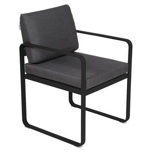 Fermob Bellevie Dining Armchair Tuinstoel Kussen Antraciet Liquorice