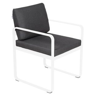 Fermob Bellevie Dining Armchair Tuinstoel Kussen Antraciet Cotton White