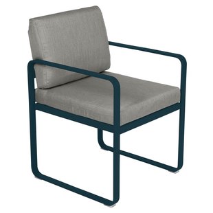 Fermob Bellevie Dining Armchair Tuinstoel Kussen Grey Taupe Acapulco Blue