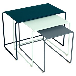 Fermob Oulala Bijzettafel Set Van 3 Acapulco Blue/Storm Grey/Ice Mint