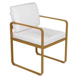 Fermob Bellevie Dining Armchair Tuinstoel Kussen Wit Gingerbread