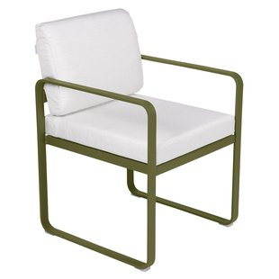 Fermob Bellevie Dining Armchair Tuinstoel Kussen Wit Pesto