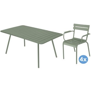 Fermob Luxembourg Tuinset 165x100 Tafel + 4 Armstoelen Cactus