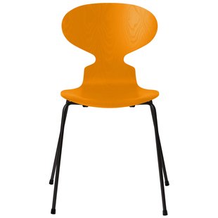 Fritz Hansen Ant Eetkamerstoel Zwart Gekleurd Essen Burnt Yellow