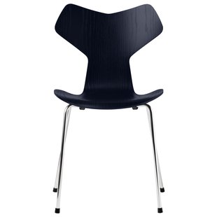 Fritz Hansen Grand Prix Eetkamerstoel Chroom Essen Midnight Blue
