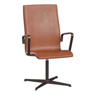 Fritz Hansen Oxford Medium Back Vergaderstoel Grace Walnut Brown Bronze