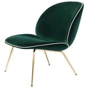Gubi Beetle Lounge Fauteuil Gubi Velvet 4957 Brass Onderstel