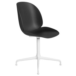 Gubi Beetle Stoel Met Wit Aluminium Swivel Onderstel Black