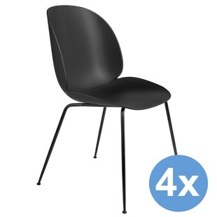 Gubi Beetle Stoel Met Zwart Stalen Onderstel Set Van 4 Black