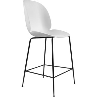 Gubi Beetle Chair Barkruk 65cm Met Zwart Onderstel Wit Gubi Beetle Chair Barkruk 65cm Met Zwart Onderstel Wit