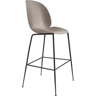 Gubi Beetle Chair Barkruk 75cm Met Zwart Onderstel Beige Gubi Beetle Chair Barkruk 75cm Met Zwart Onderstel Beige