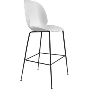 Gubi Beetle Chair Barkruk 75cm Met Zwart Onderstel Wit