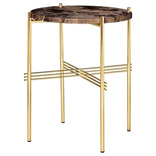 Gubi TS Bijzettafel 40 Messing/bruin Marmer
