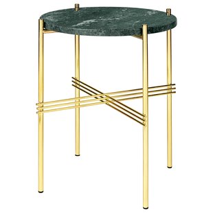 Gubi TS Bijzettafel 40 Messing/groen Marmer