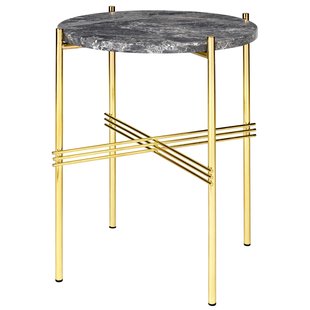 Gubi TS Bijzettafel 40 Messing/grijs Marmer