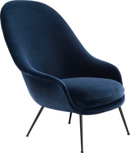 Gubi Bat High Conic Fauteuil Velluto-970 Onderstel Mat Zwart