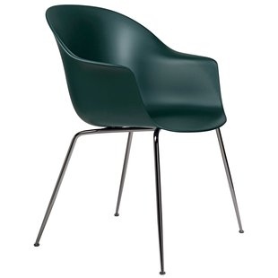 Gubi Bat Eetkamerstoel Zwart Chroom Onderstel Dark Green