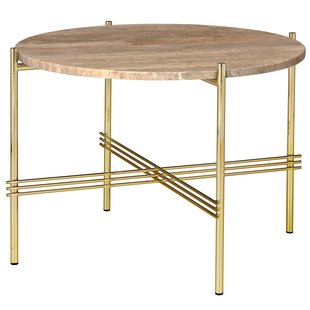 Gubi TS Bijzettafel 55 Messing/warm Taupe Travertine Gubi TS Bijzettafel 55 Messing/warm Taupe Travertine