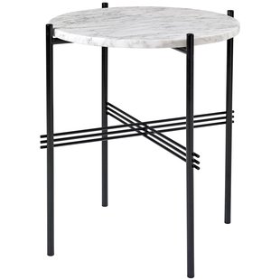 Gubi TS Bijzettafel 40 Zwart/wit Travertine