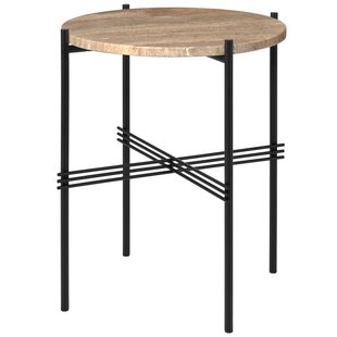 Gubi TS Bijzettafel 40 Zwart/warm Taupe Travertine
