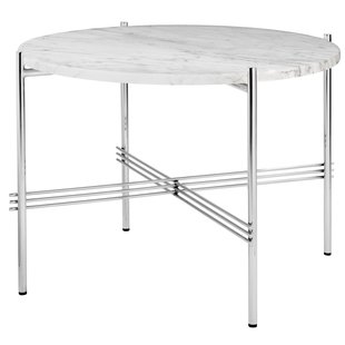 Gubi TS Bijzettafel 55 Polished Steel White Carrara Marble