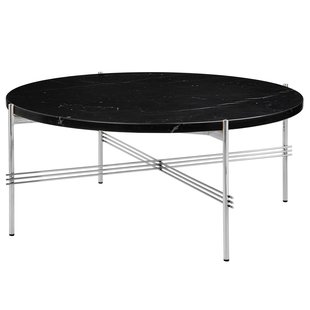 Gubi TS Salontafel 80 Polished Steel Black Marquina Marble