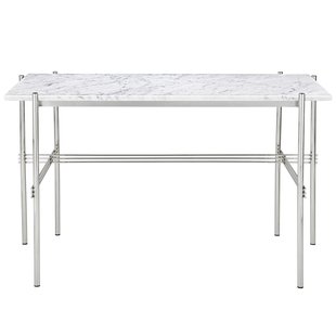 Gubi TS Bureau 120x60 Polished Steel White Carrara Marble