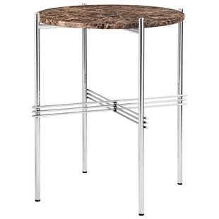 Gubi TS Bijzettafel 40 Polished Steel Brown Emperador Marble