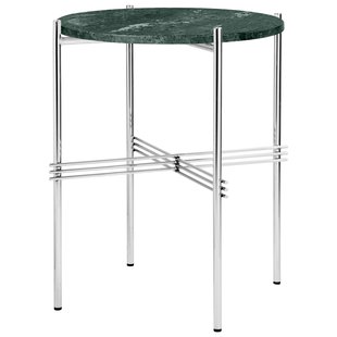 Gubi TS Bijzettafel 40 Polished Steel Green Guatemala Marble