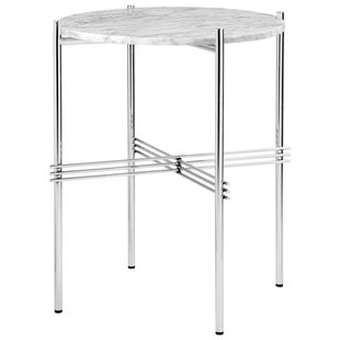 Gubi TS Bijzettafel 40 Polished Steel White Carrara Marble