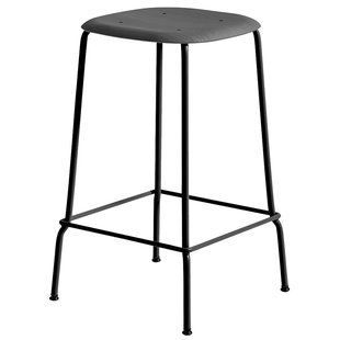 Hay Soft Edge 80 Barkruk 65cm Soft Black Onderstel Zwart