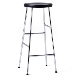 Hay Cornet Barkruk 75cm Soft Black Onderstel Verchroomd