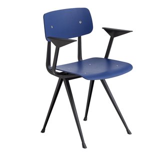 Hay Result Stoel Met Armleuningen Black Powder Coated Steel Dark Blue