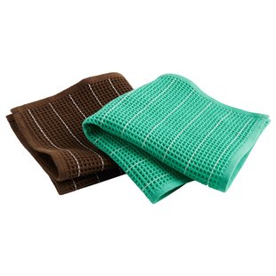Hay Canteen Vaatdoek Set Van 2 Chocolate And Emerald Pinstripe