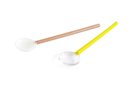 Hay Glass Spoons Round Lepels Set Van 2 Bright Yellow And Brown