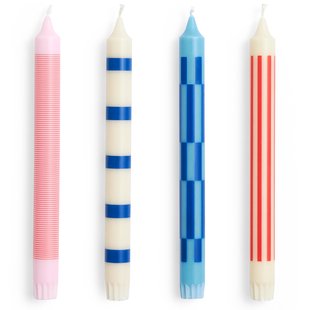 Hay Pattern Kaarsen Set Van 4 Pink Red And Blue